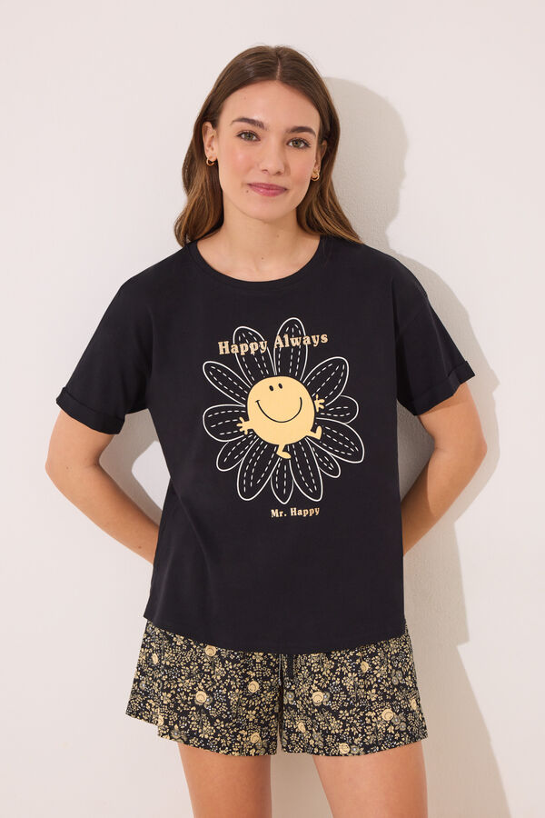 Womensecret Pijama corta de algodón Little Miss Mr. Men  negro