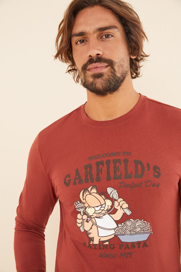 Womensecret Pijama larga hombre 100% algodón Garfield naranja