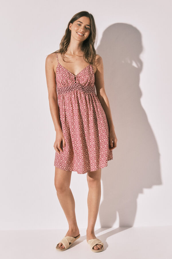 Women'secret Vestido corto de tirantes estampado