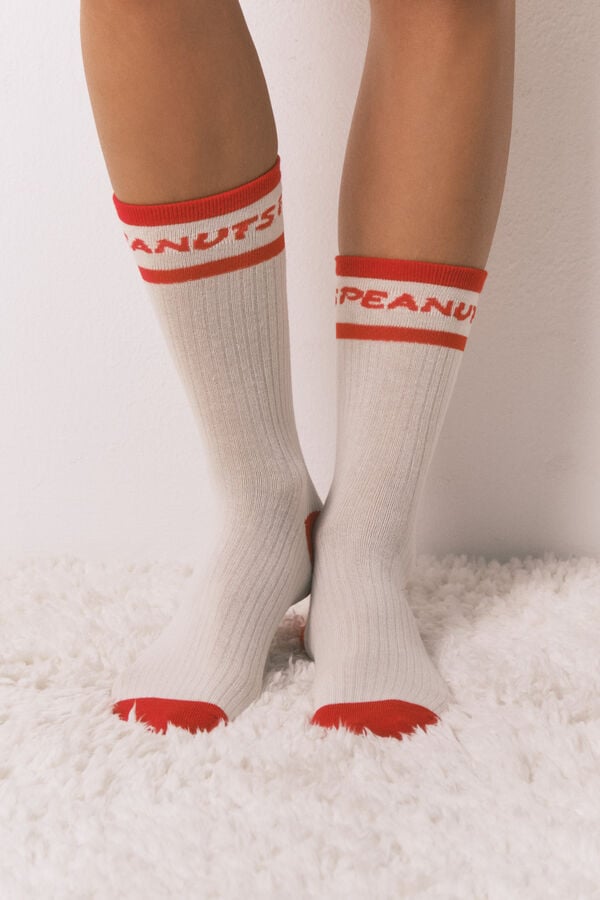 Women'secret Paquete de 6 calcetines largos de algodón de Snoopy estampado