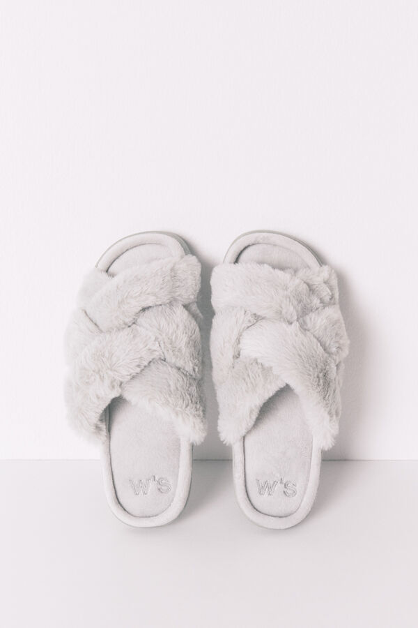 Womensecret Pantuflas con pelo verde  verde