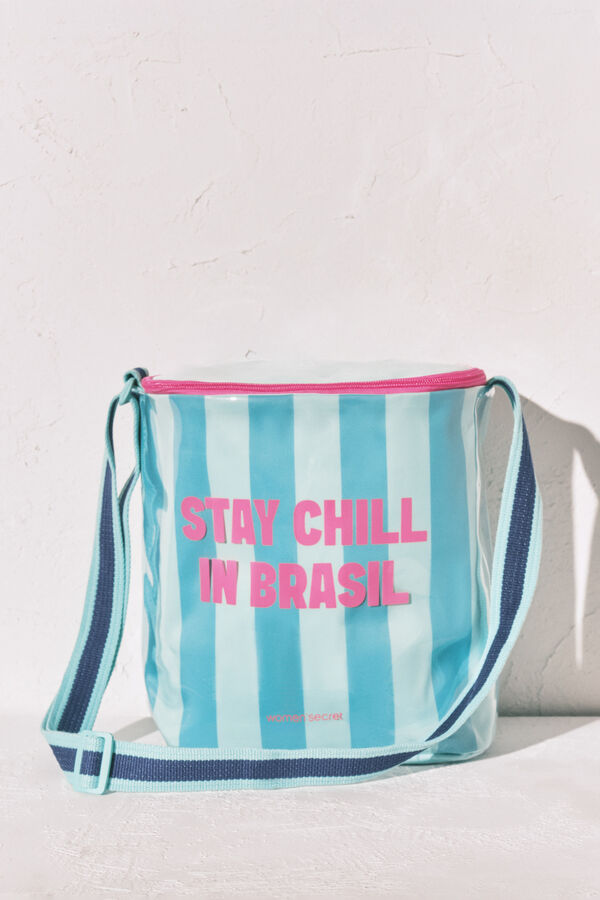 Women'secret Bolsa refrigerante de rayas azul verde