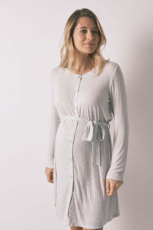 Women'secret Camis&oacute;n corto maternity acanalado extra suave gris gris