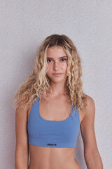 HI&BYE Top deportivo sin costuras acanalado azul azul