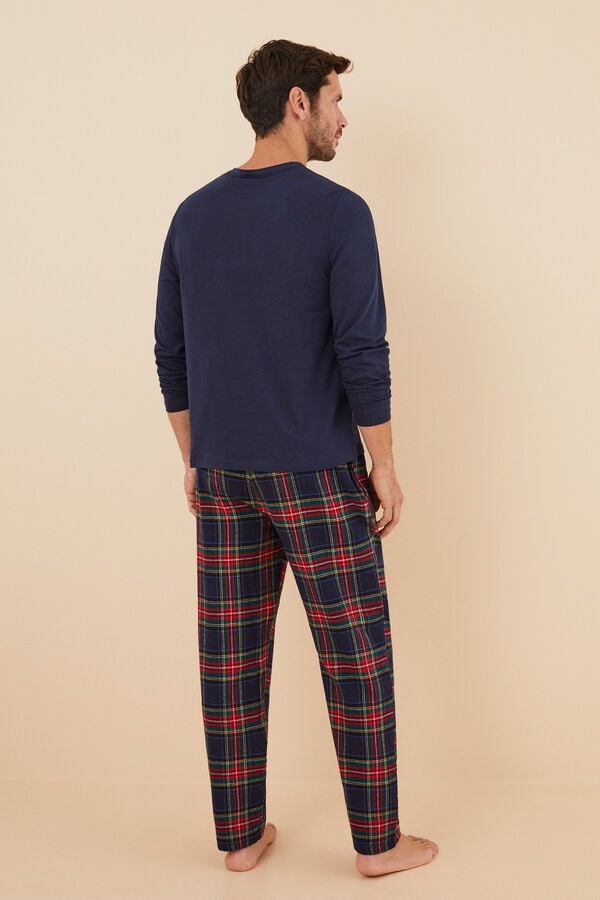 Women'secret Pijama hombre 100% algodón cuadros  azul