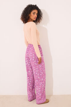 Womensecret Pantalón largo de viscosa con estampado floral boho estampado