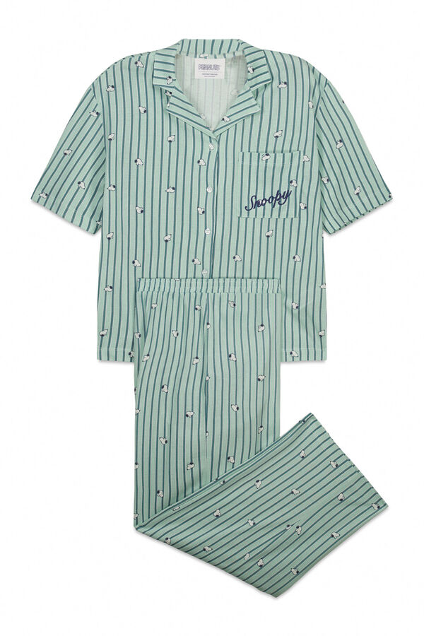 Women'secret Pijama camisera Snoopy de algod&oacute;n verde estampado