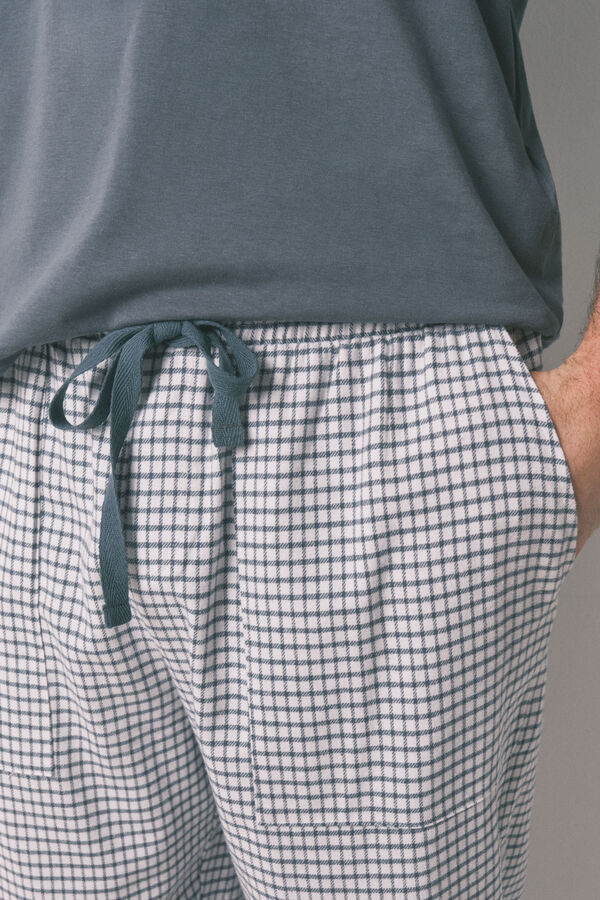 Women'secret Pijama larga de hombre, 100% algod&oacute;n, cuadros verdes verde