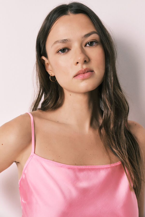 Women'secret Pijama corta de sat&eacute;n rosa rosa