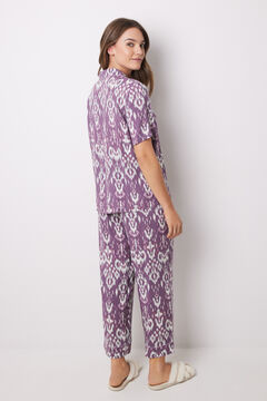 Womensecret Pijama camisera Capri viscosa ikat morado/lila