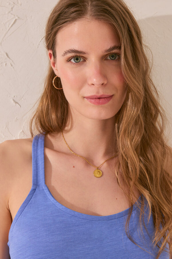 Womensecret Playera de tirantes de algodón azul claro azul