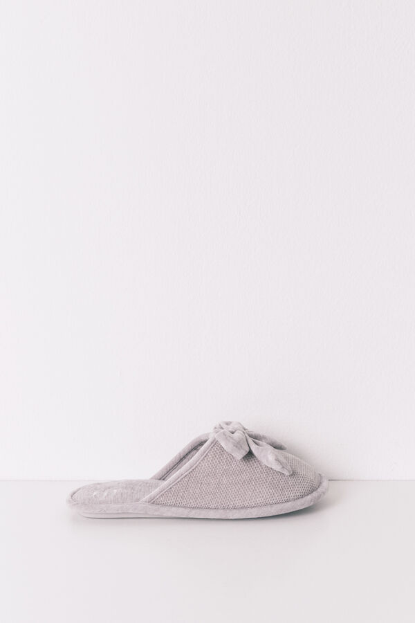 Women'secret Pantuflas para casa cerradas de chenilla gris gris