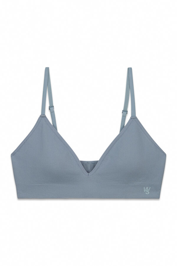 Women'secret Top triangular acanalado sin costuras azul azul