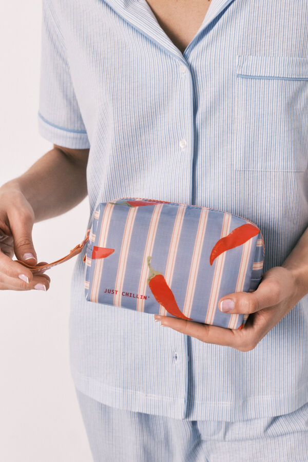 Women'secret Neceser peque&ntilde;o impermeable estampado de rayas azul