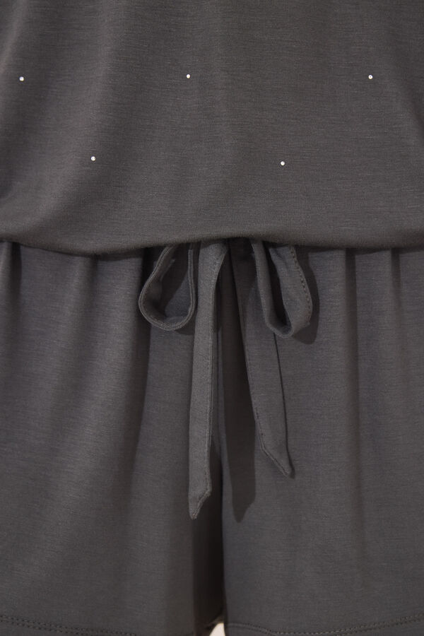 Womensecret Pijama corta de viscosa con brillos gris gris