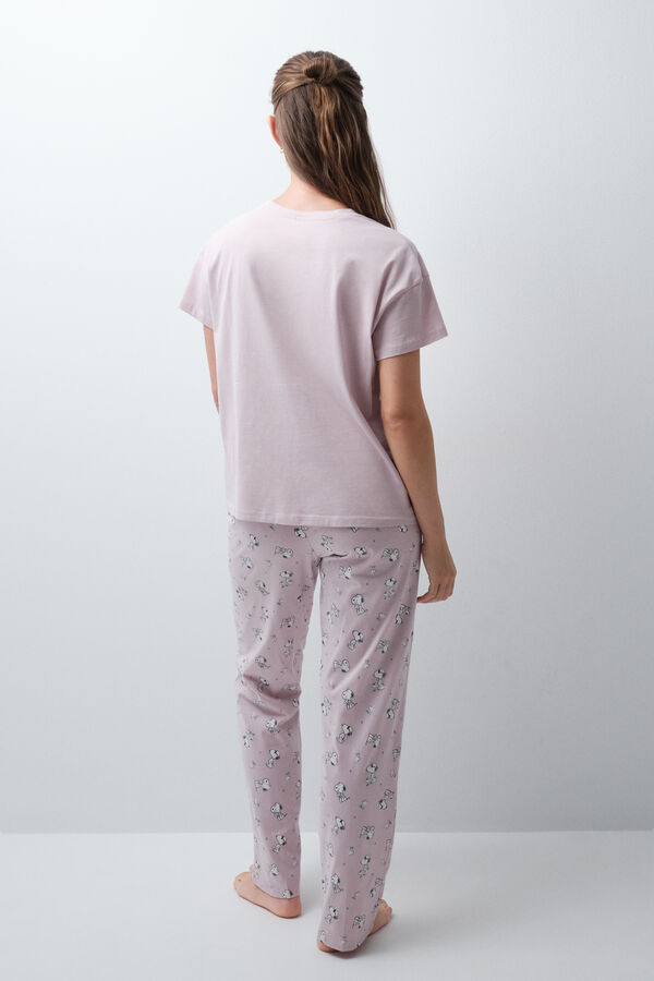 Women'secret Pijama larga de algod&oacute;n Snoopy rosa rosa