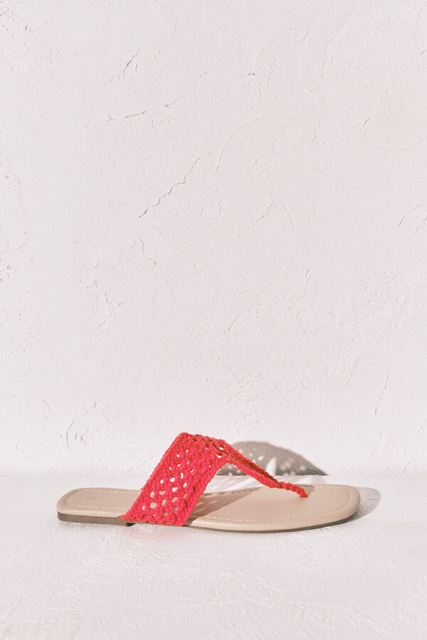Women'secret Sandalias de crochet rojo coral