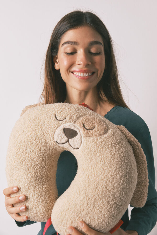 Women'secret Cojín de viaje con forma de perro café