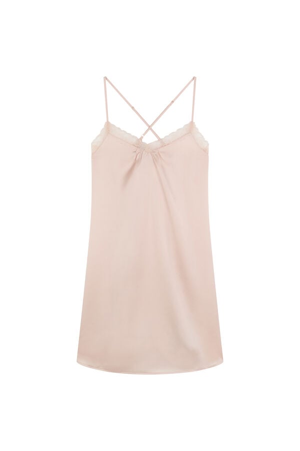 Women'secret camisón de satén con encaje naranja naranja