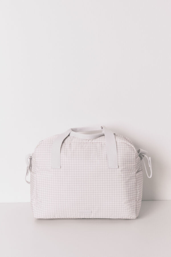 Womensecret Bolsa de premamá grande de cuadros vichy en gris oscuro . gris