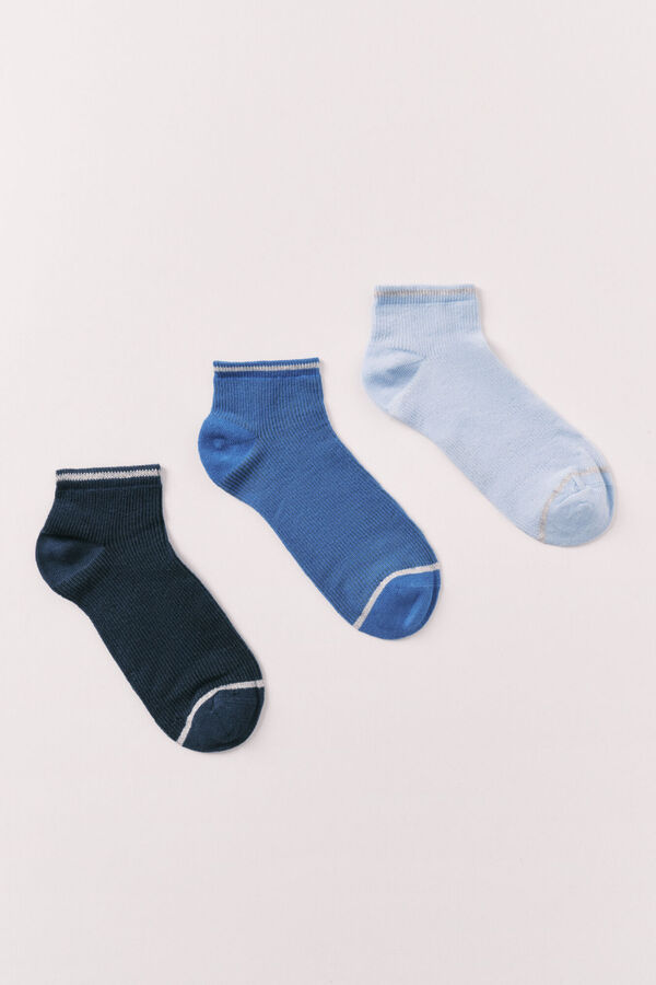 Women'secret Pack 3 calcetines cortos azul lurex azul