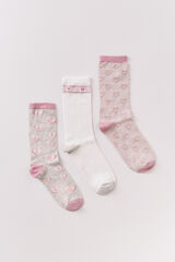 Women'secret Pack de 3 calcetines largos de coraz&oacute;n  estampado