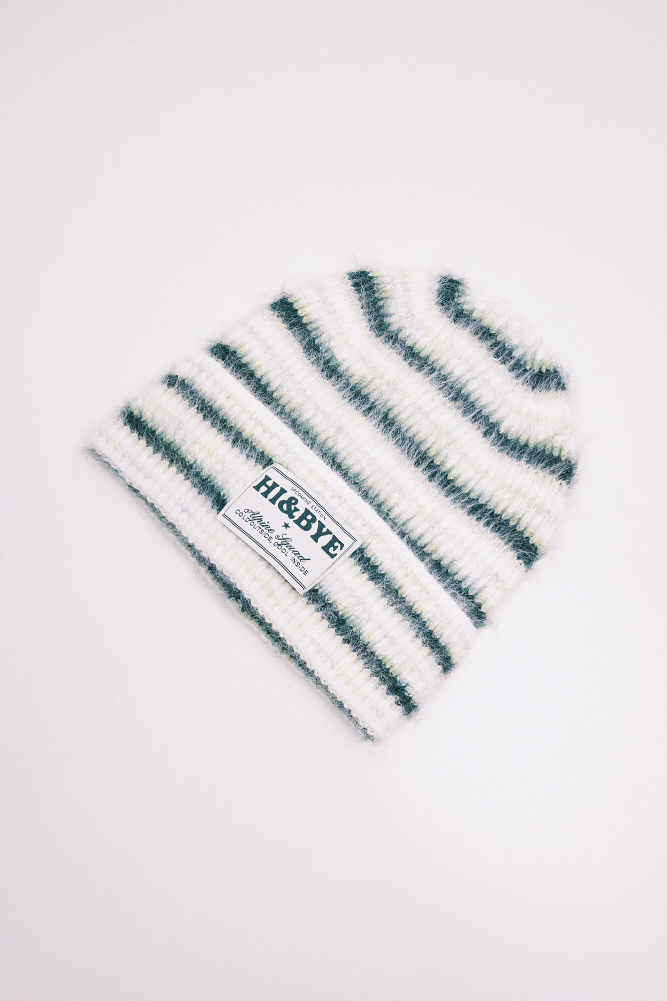 HI&BYE Gorro de punto a rayas verde