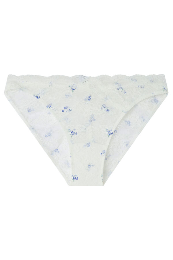 Womensecret Panty clásica con estampado de encaje blanco marfil