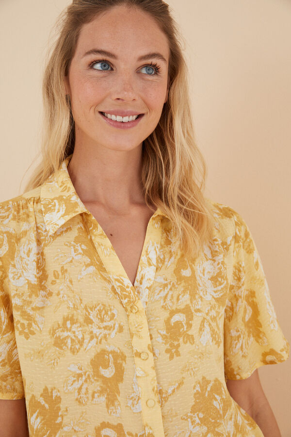 Womensecret Pijama camisera larga flores amarillo estampado