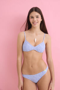 Womensecret Panty de bikini brasileña con estampado azul estampado