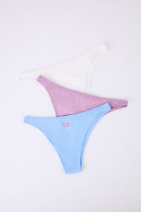 Womensecret Pack 3 bragas brasileñas blanco, azul, lila blanco