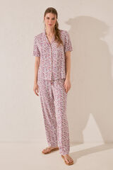 Womensecret Pijama camisera de viscosa con estampado rosa rosa