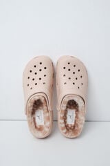 Women'secret Pantuflas zueco forrado caf&eacute;