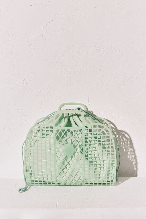 Women'secret Bolsa mediana jelly efecto de red verde verde