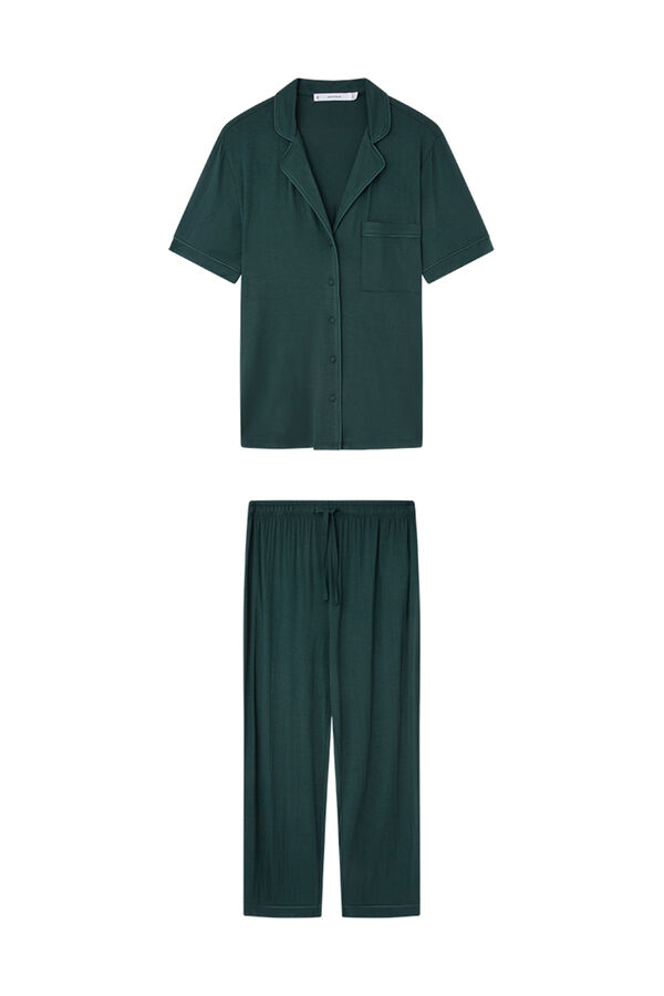 Womensecret Pijama camisera verde viscosa supersoft verde