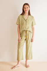 Womensecret Pijama camisera capri étnica verde estampado