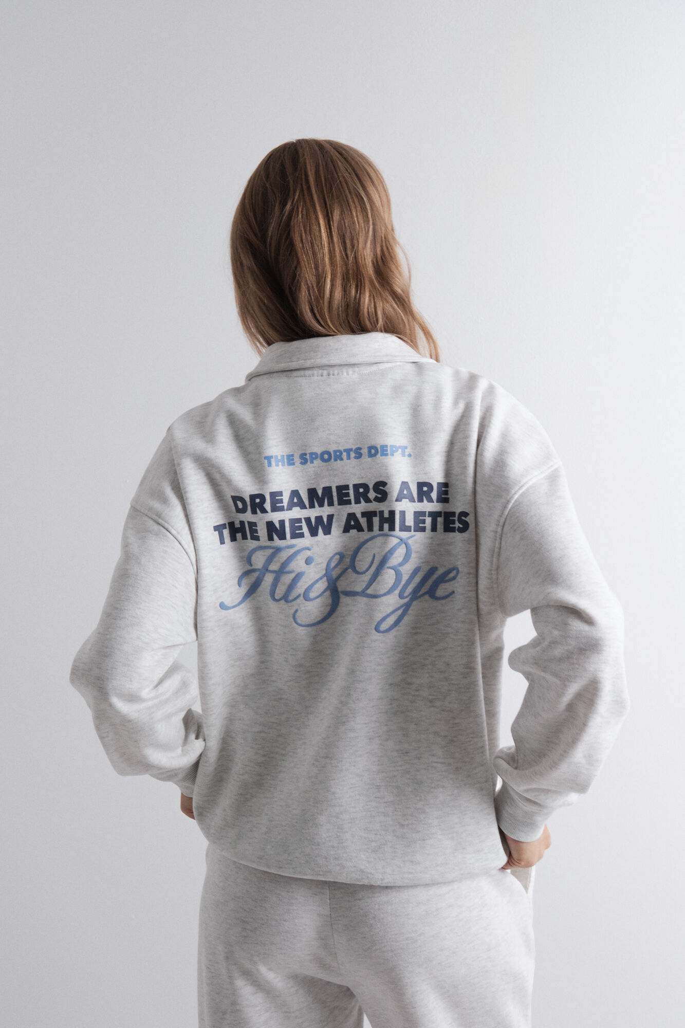 HI&BYE Sudadera polo gris oscuro