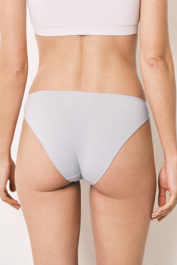 Women'secret Pack de 3 panties cl&aacute;sicas de algod&oacute;n con encaje de flores azul
