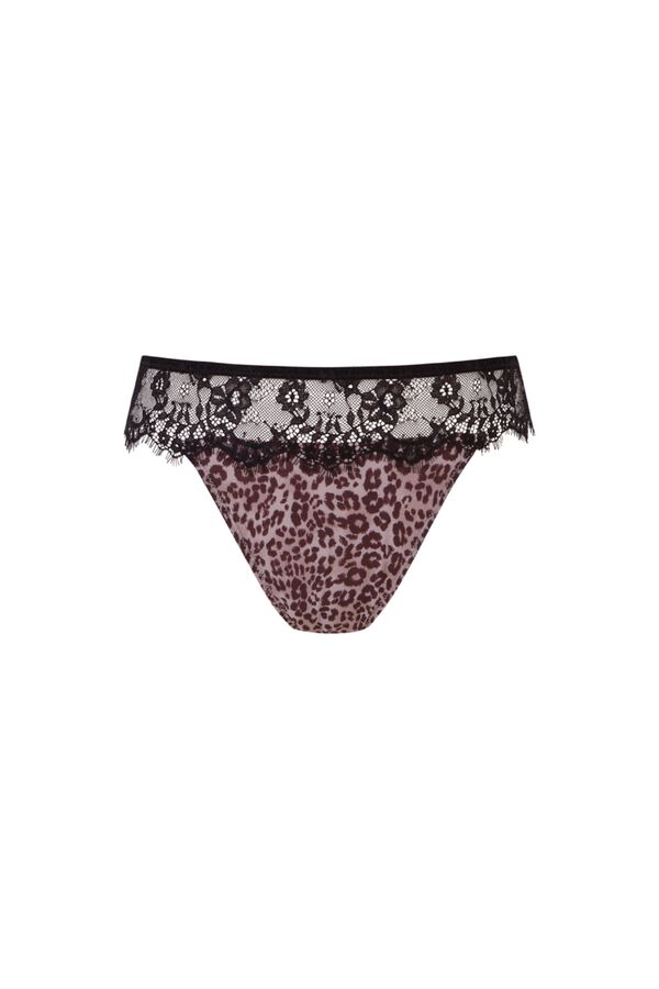Women'secret Panty brasile&ntilde;o animal print y encaje estampado