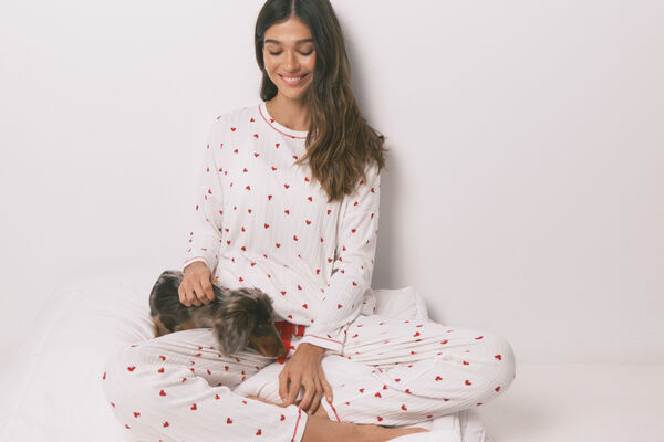 Women'secret Bandana para perro con estampado de corazones roja rojo