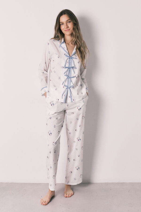 Women'secret Pijama camisera larga de algod&oacute;n Hello Kitty marfil