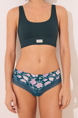 Womensecret Panty brasileño ancha con estampado floral verde estampado