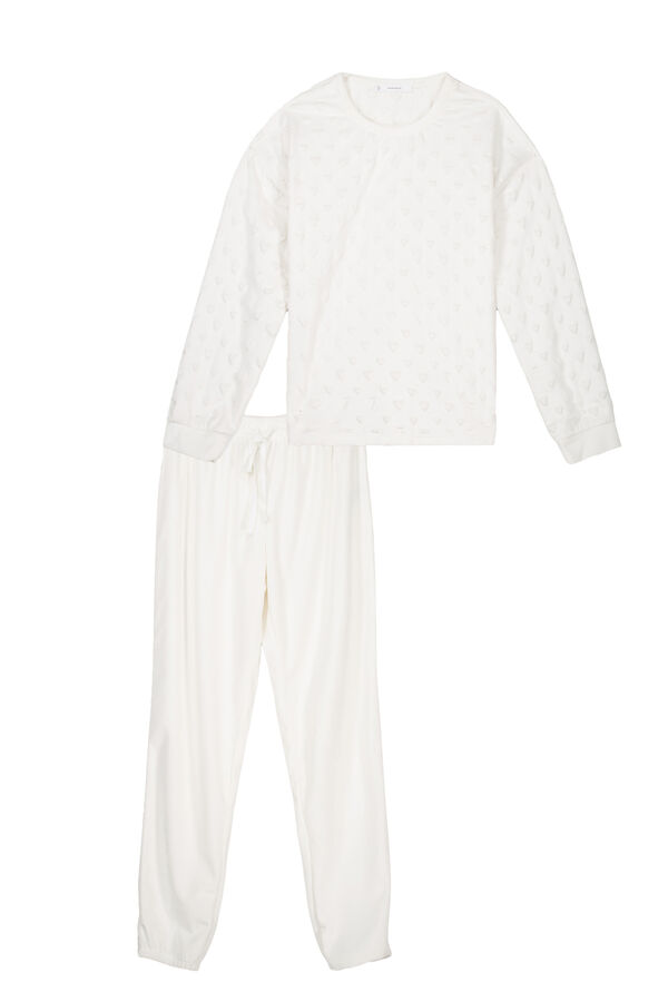 Womensecret Pijama larga terciopelo suave blanca blanco
