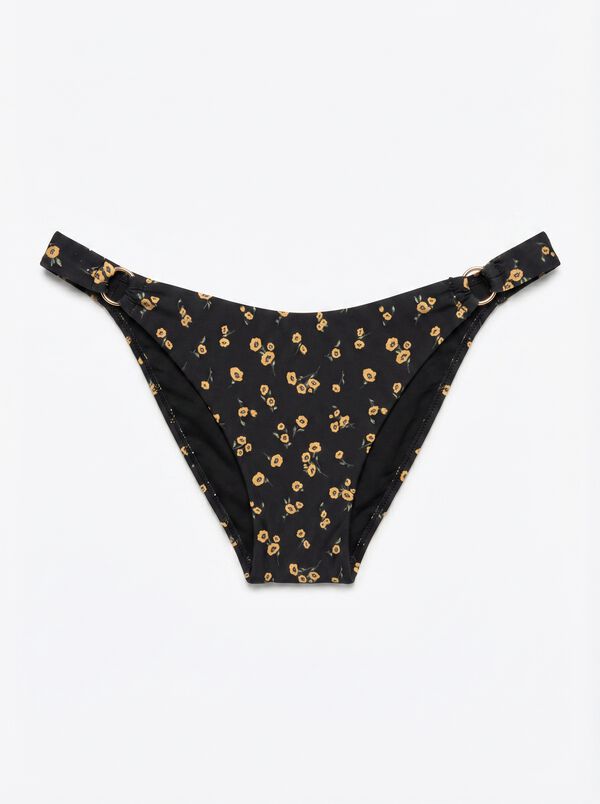 Women'secret Panty de bikini efecto U mini flores amarillas negro