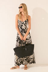 Womensecret Vestido largo con estampado floral negro