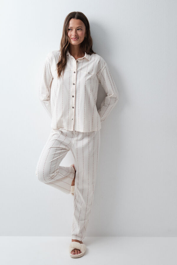 Women'secret Pijama larga camisera cowboy marfil