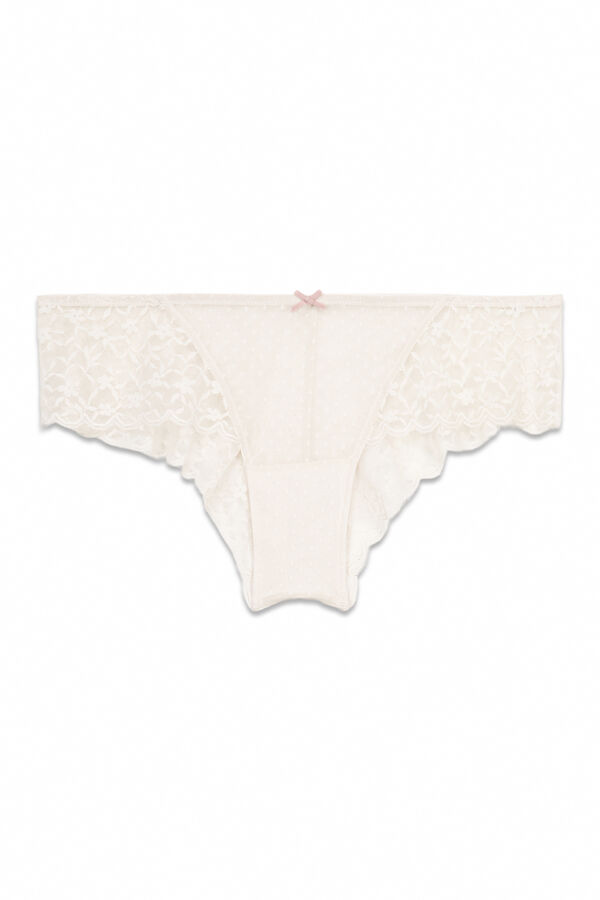 Women'secret Panty brasileño ancha de encaje gris gris