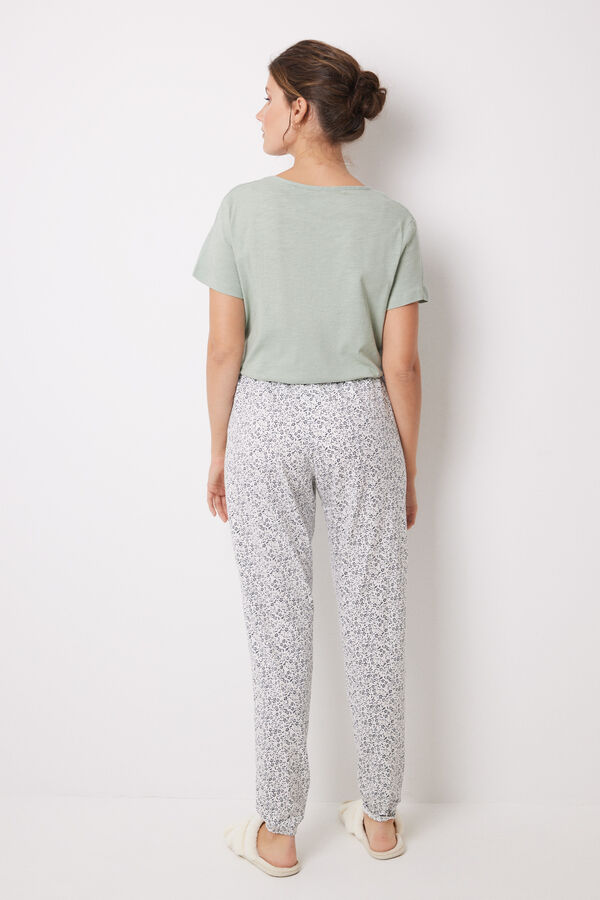 Womensecret Pantalón skinny 100% algodón print flores verde