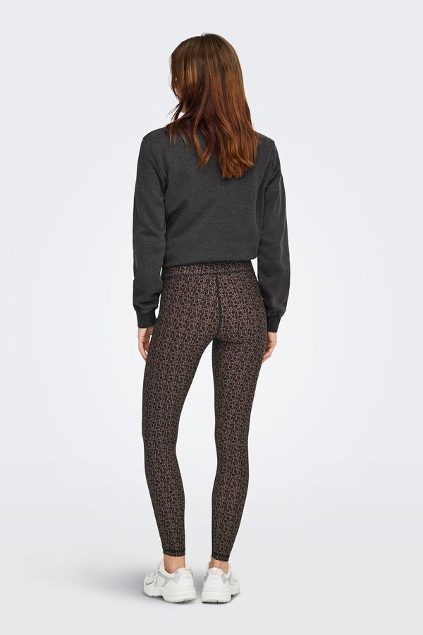 Only Play Leggings tiro alto estampado. negro
