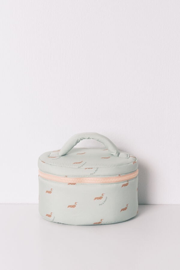 Women'secret Neceser mediano estampado de perritos verde verde